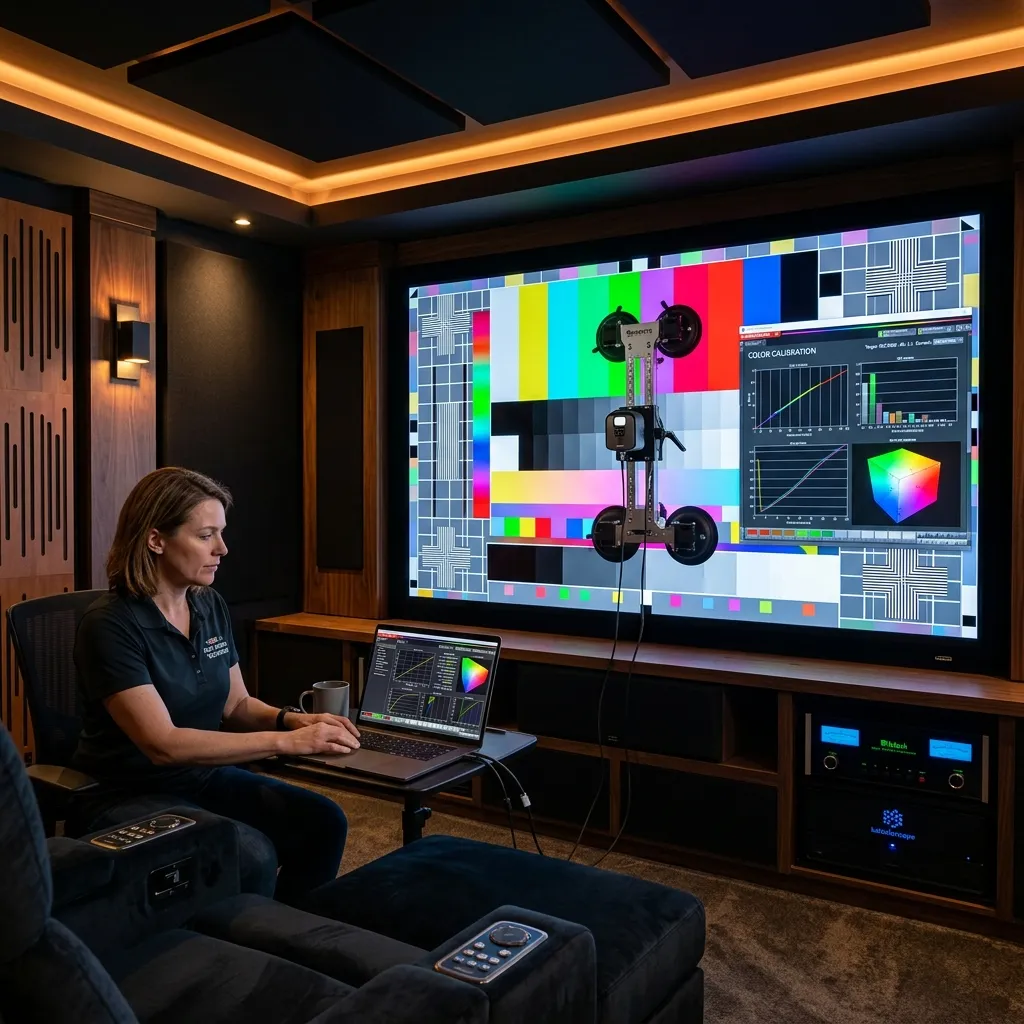 Georges performing screen display calibration